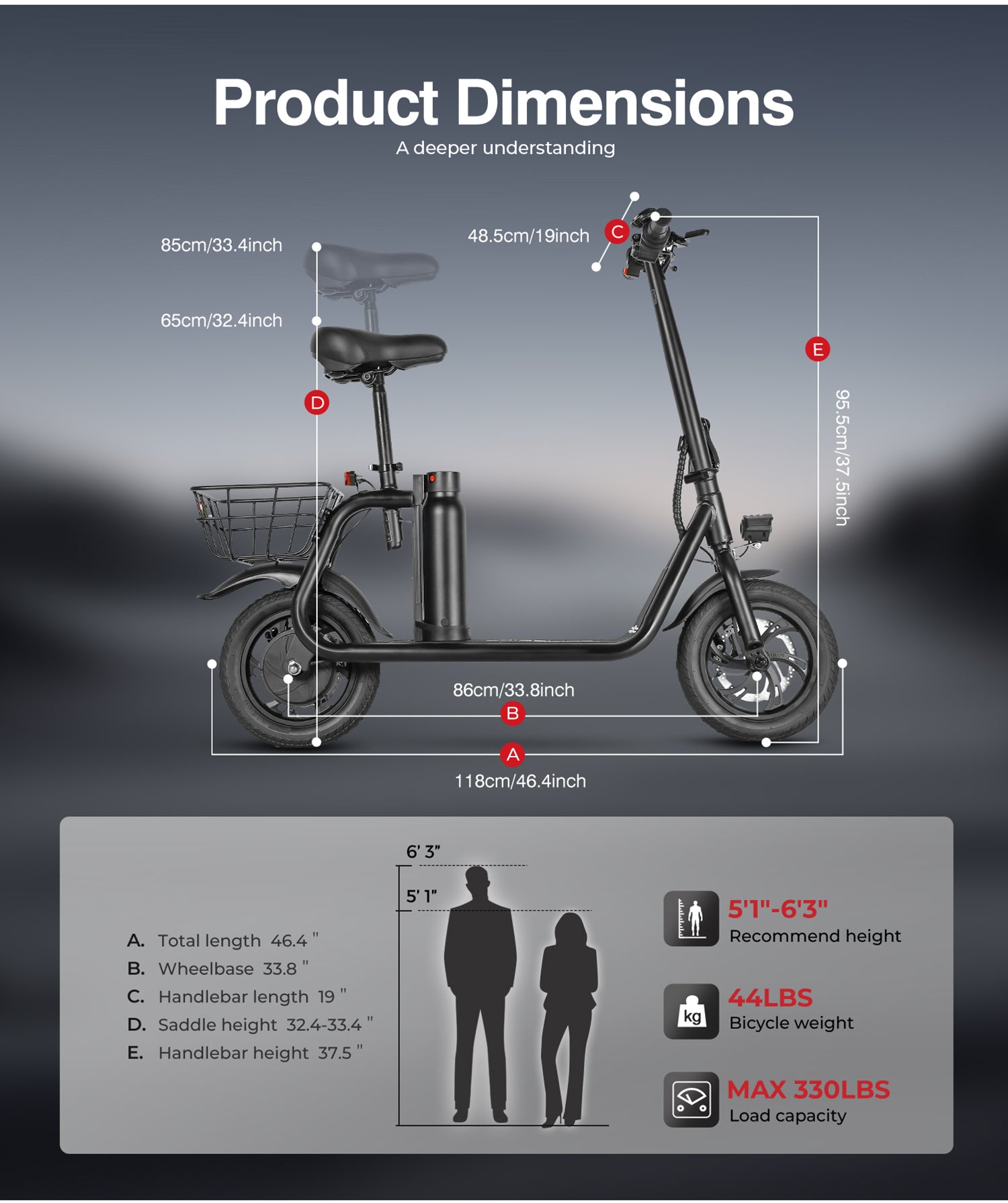 SAMEBIKE SM-C01 350W Moteur Trottinette électrique pliante