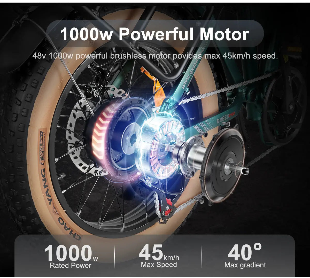 SAMEBIKE XWLX09-II VTT électrique 1000W à Pneus Larges