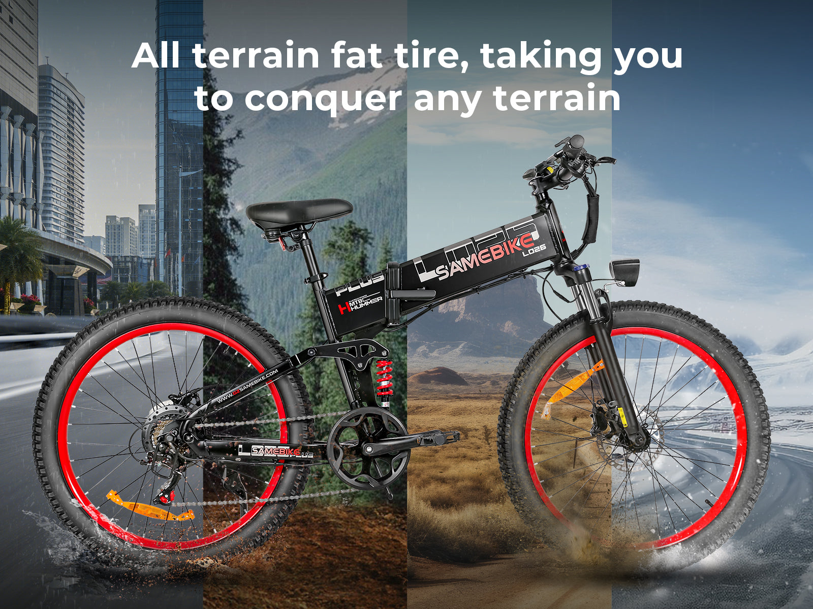 SAMEBIKE LO26 Plus 1000W | Vélo électrique tout-terrain 48V 15Ah