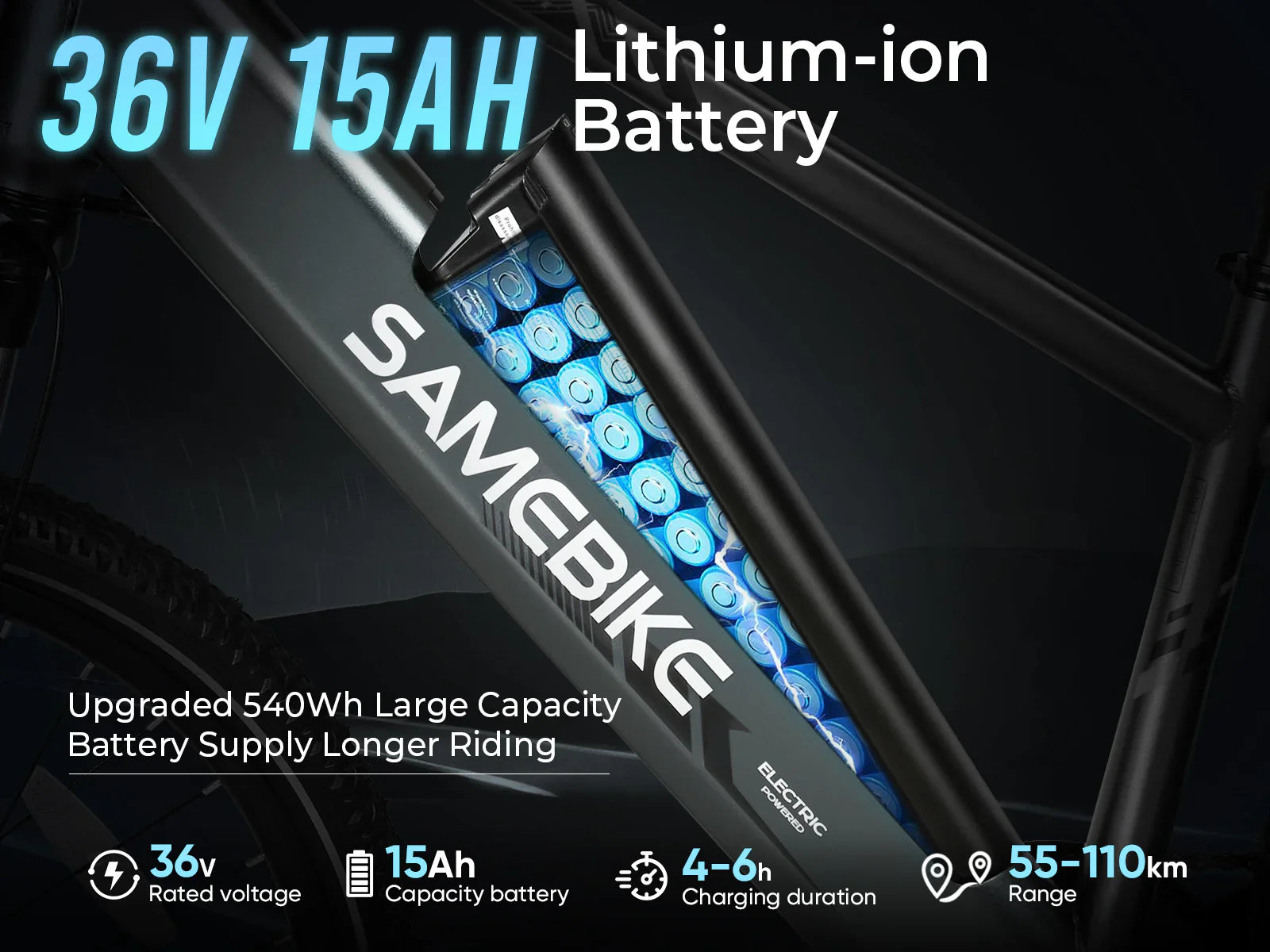 SAMEBIKE RS-A01 MEN | Vélo électrique tout-terrain 36V 15Ah