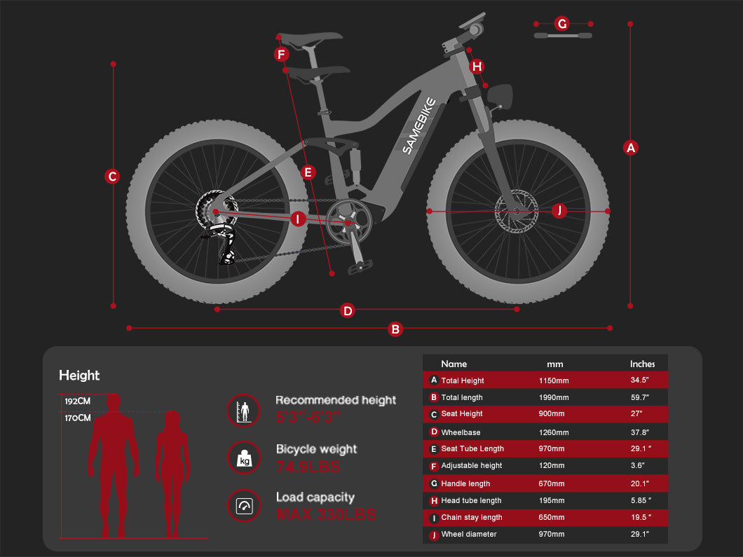 SAMEBIKE RSA08-II 1000W Moteur Vélo électrique Tout-terrain