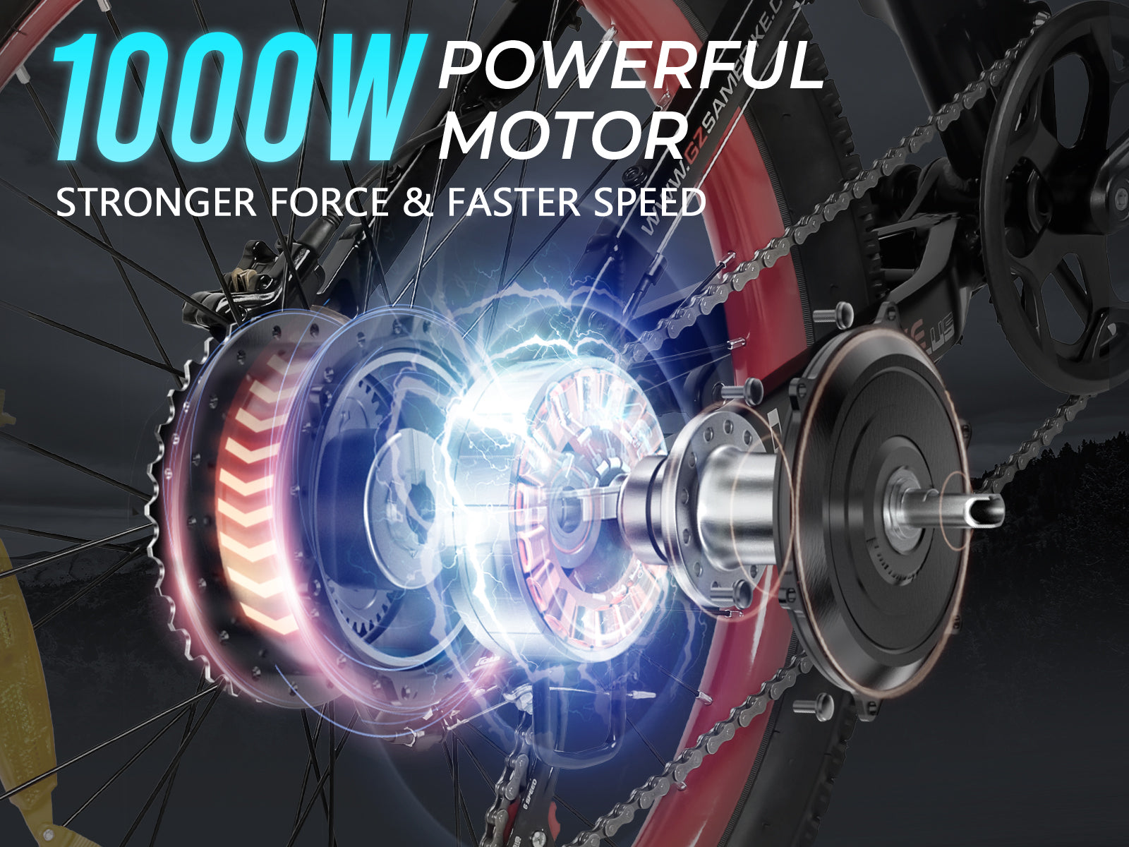 SAMEBIKE LO26 Plus 1000W | Vélo électrique tout-terrain 48V 15Ah