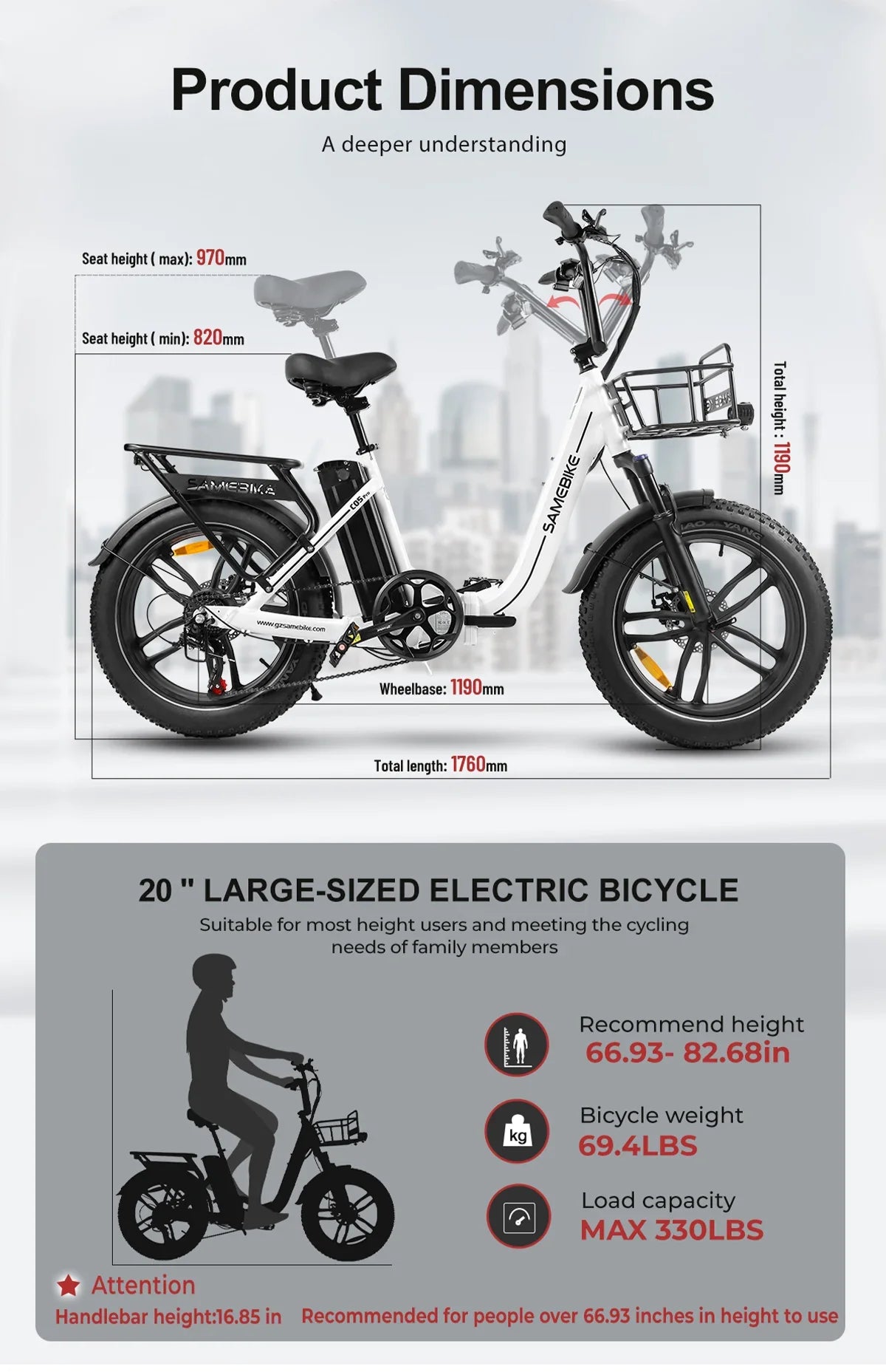 SAMEBIKE C05 Pro 500W | Vélo électrique pliant 36V 13Ah
