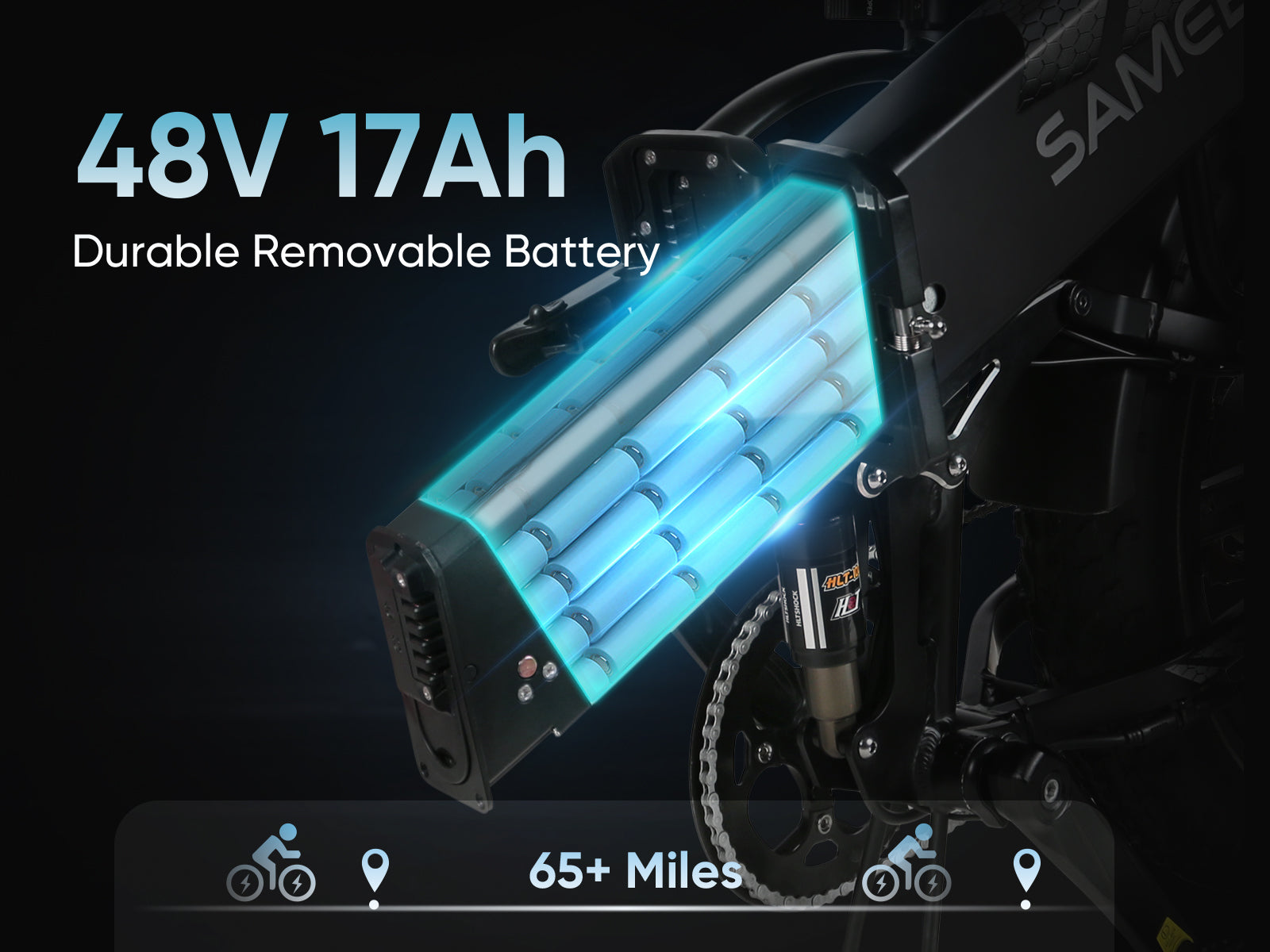 SAMEBIKE RS-A02 1200W Moteur VTT électrique Pliant Tout-terrain