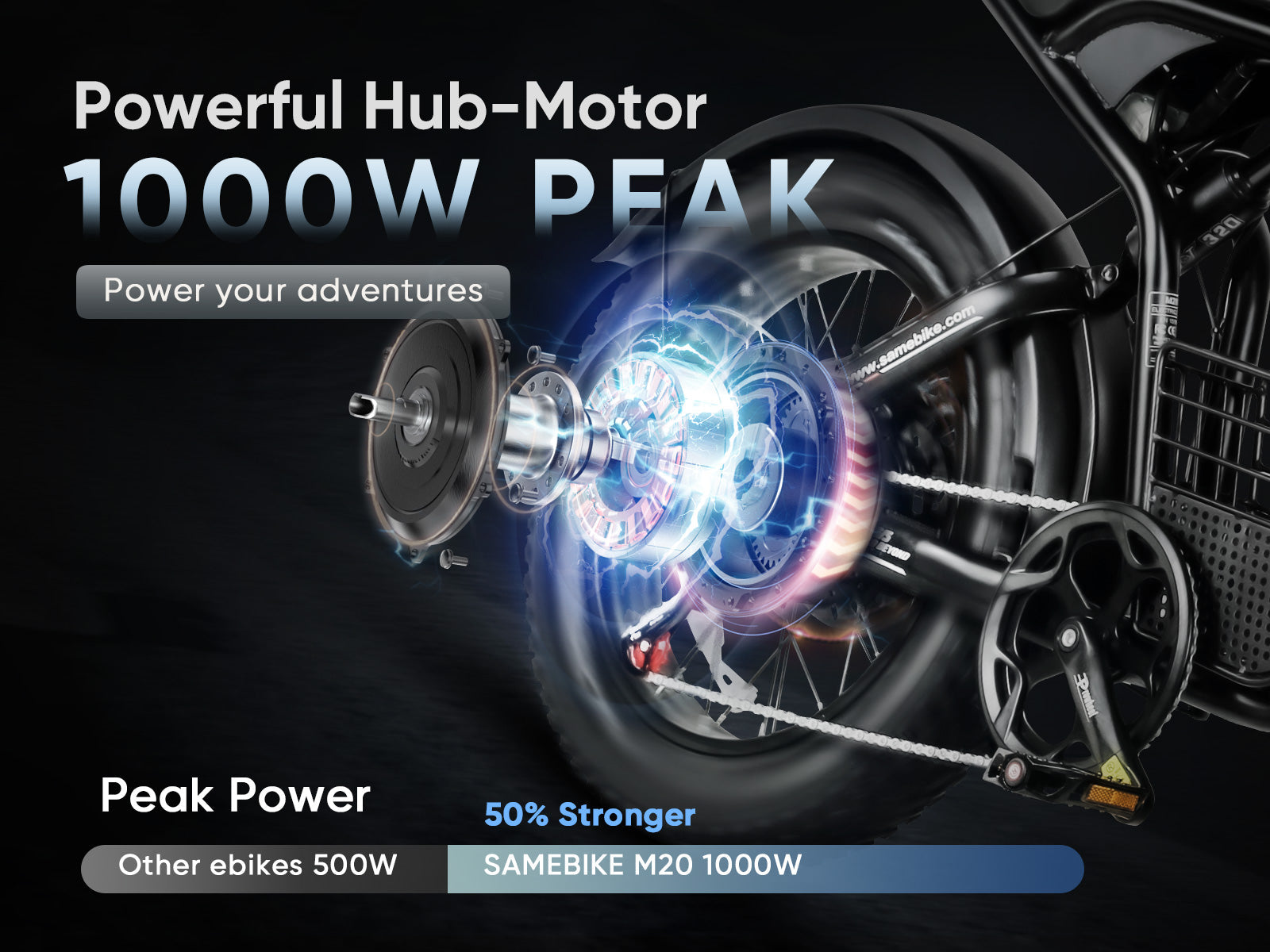 SAMEBIKE M20 1000W Vélo électrique à Pneus Larges