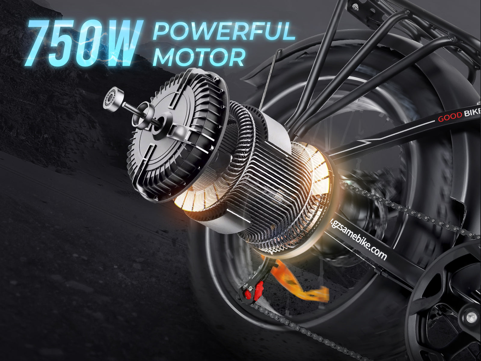 SAMEBIKE LOTDM200-II 750W Moteur Pneus larges Vélo électrique pliant 20