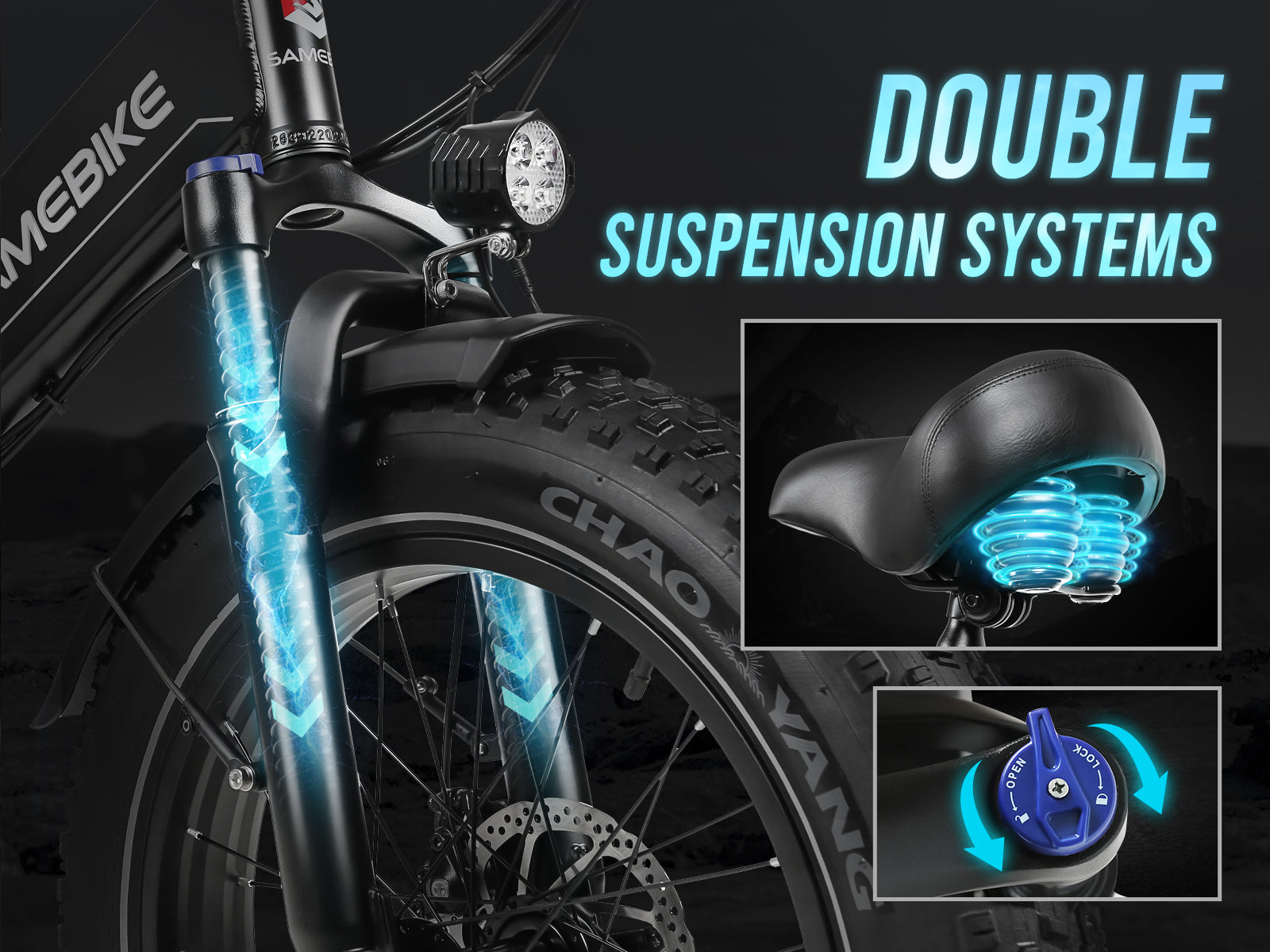 SAMEBIKE LOTDM200-II 750W Moteur Pneus larges Vélo électrique pliant 20