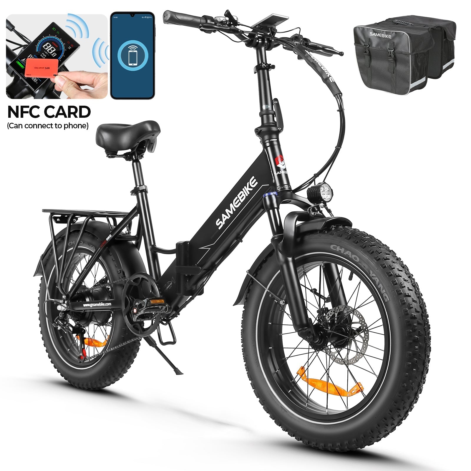 SAMEBIKE LOTDM200-II 750W Moteur Pneus larges Vélo électrique pliant 20"