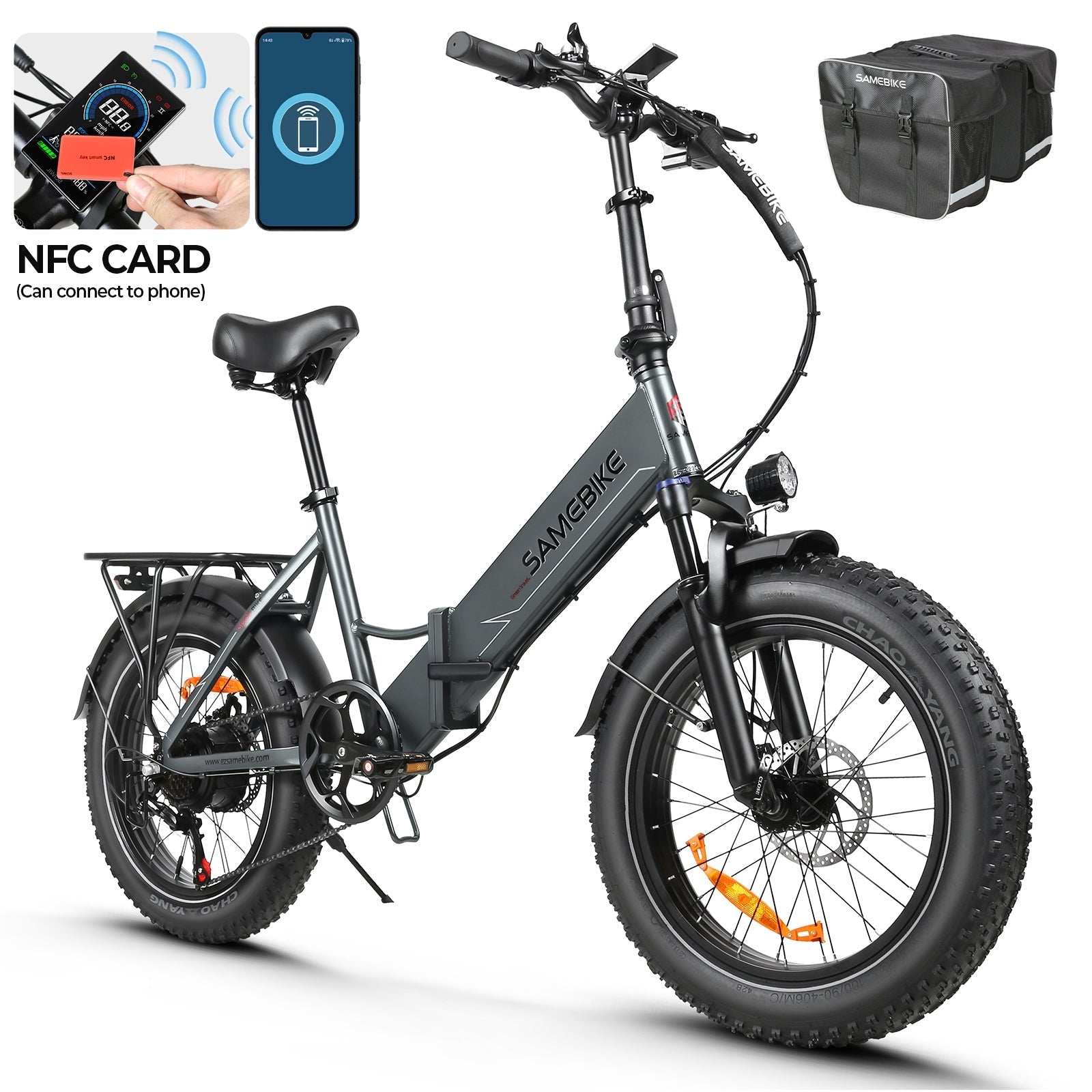 SAMEBIKE LOTDM200-II 750W Moteur Pneus larges Vélo électrique pliant 20"